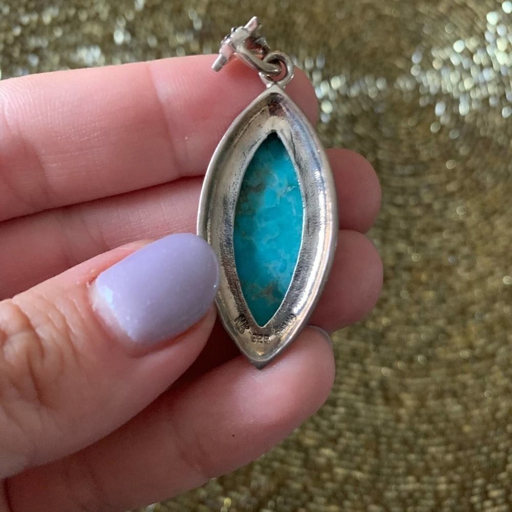 Silver Turquoise Stone Pendant - Picture 6 of 6